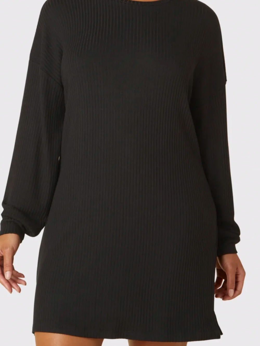 Beyond Yoga no stress Black Ribbed long sleeve Dress small